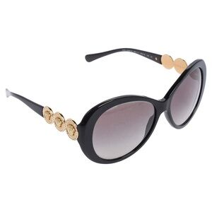 Versace Black Acetate 4256-B Medusa Embellished Gradient Over sized Sunglasses